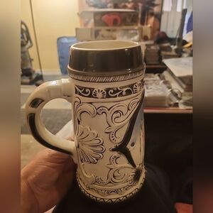 Vintage German Beer Stein with Ornate Design